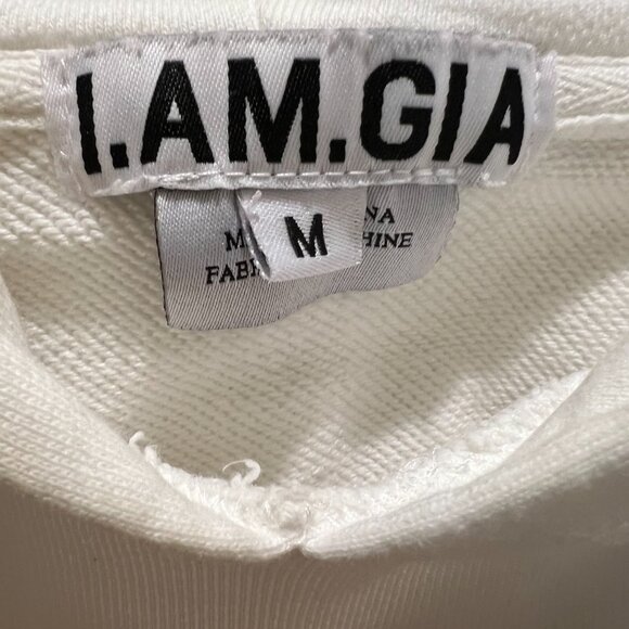 I.AM.GIA. White/Gray Cropped Reflective Stripe Hoodie Size M - Picture 5 of 8